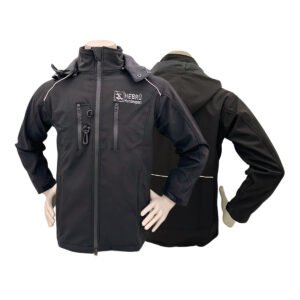 Softshell jas zwart met afneembare capuchon